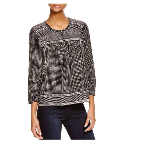 Rebecca Taylor Top Blouse Womens 8 Patchwork Print 100% Silk Careerwear $325 Ret - Picture 1 of 6